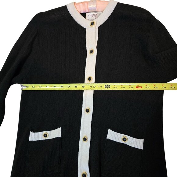 Laura By Alyzia Petites Black & Cream Button-Front Cardigan Dress With Pockets - Picture 9 of 11
